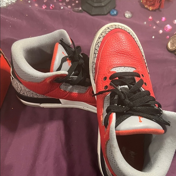 Jordan Women's Red and Gray Sneakers - Picture 2 of 6